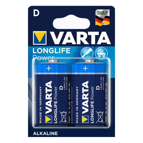VARTA LONGLIFE POWER D/LR20 - Pack de 2 Piles Alcalines