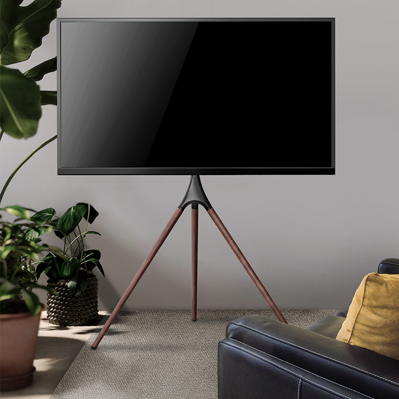 Support trépied type chevalet en hêtre avec Support Orientable pour TV  LED, QLED, OLED de 42 à 70 (107 à 178 cm)
