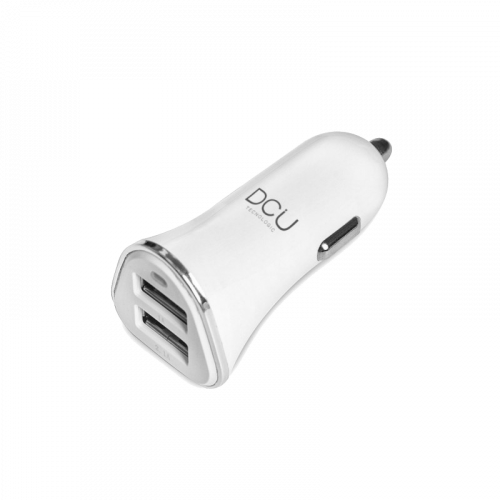 Chargeur Blanc pour voiture 2 ports USB